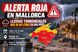 Alerta roja en Mallorca: AEMET advierte de lluvias torrenciales de más de 90 litros en una hora Alerta Roja en Mallorca